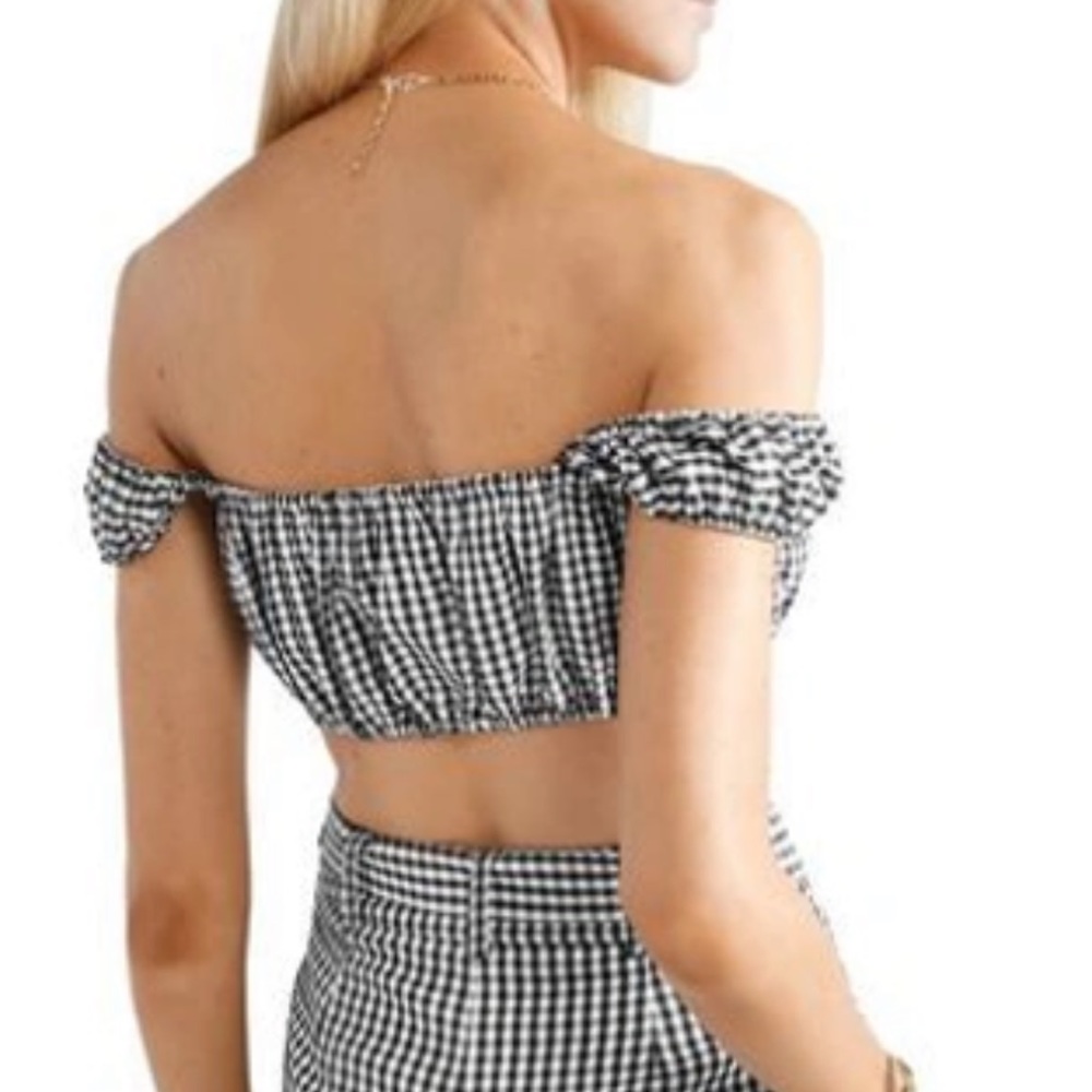 Solid & Striped Black Gingham Crop Top Size Xs - image 4
